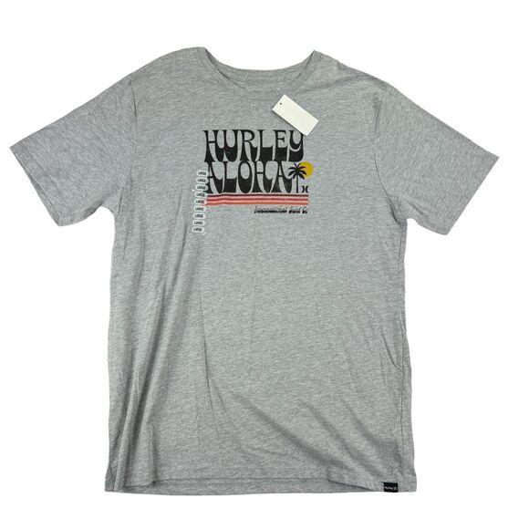 Hurley Mens Everyday Aloha Graphic Short Sleeve T-Shirt Gray L - Picture 1 of 5